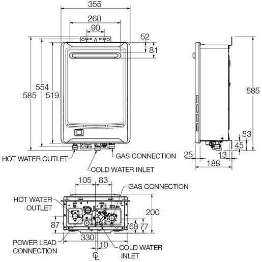 DUOMAX 20L Gas Continuous Flow Water Heater : 60°C Preset - Natural Gas