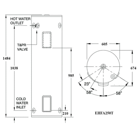 Rinnai 250L Twin Element Electric 3.6kW - EHFA250T