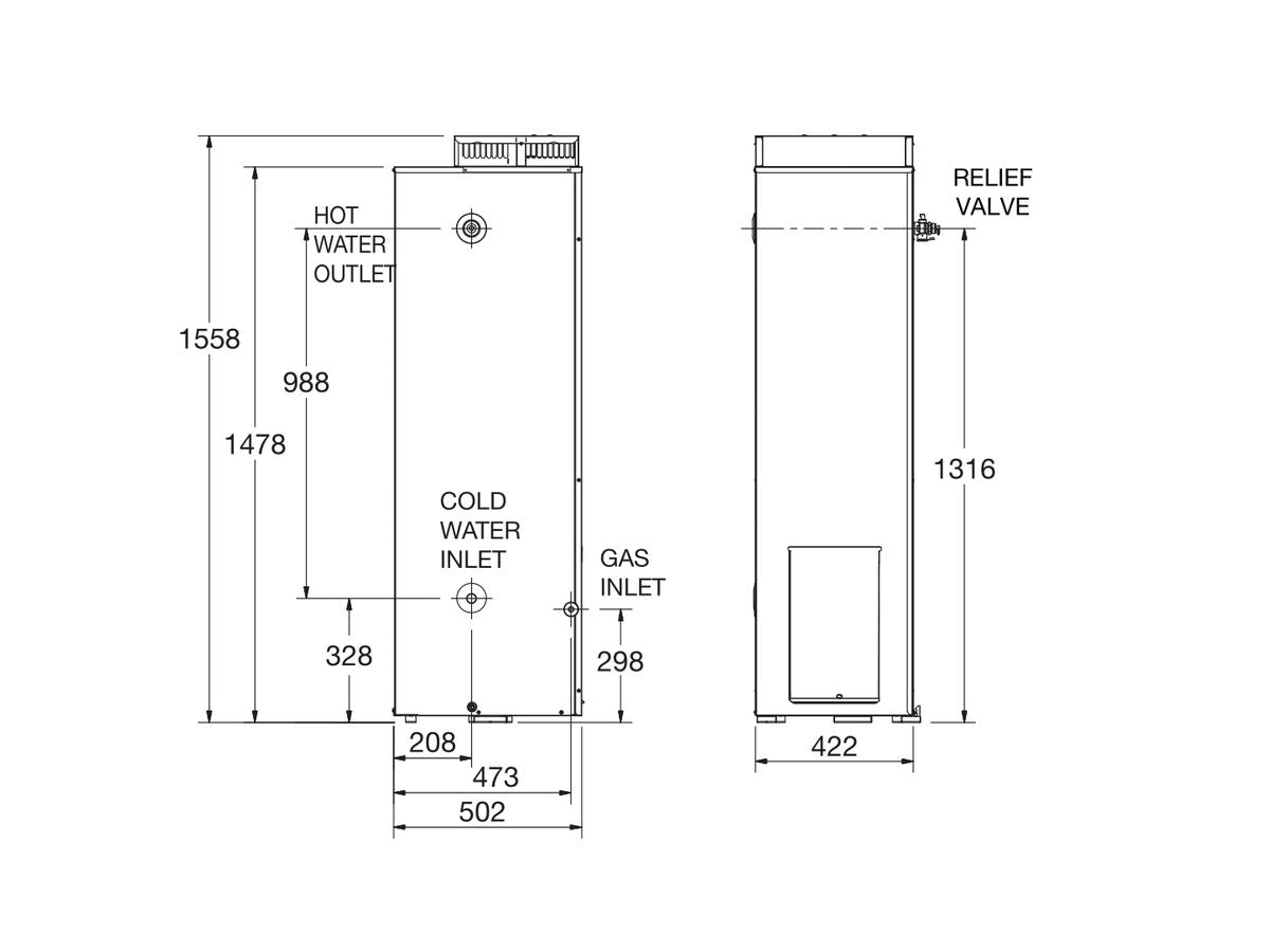 Everhot 4 Star 135L Natural Gas Hot Water System