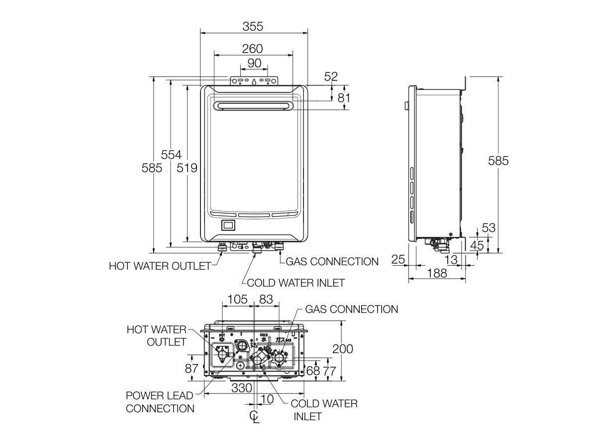 Rheem 874A26PF 26L 60 Degree LPG