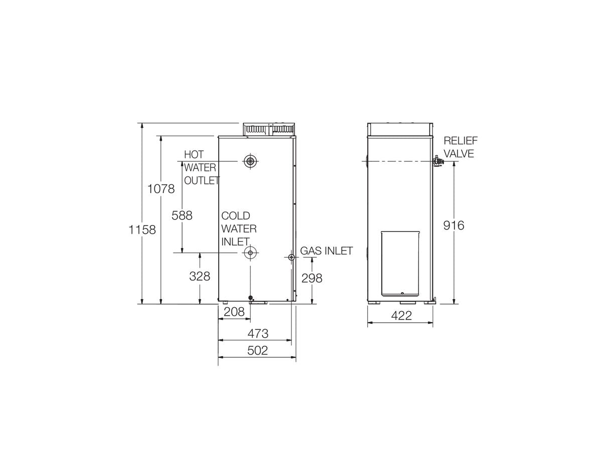 Rheem 4 Star 90L Natural Gas Hot Water System