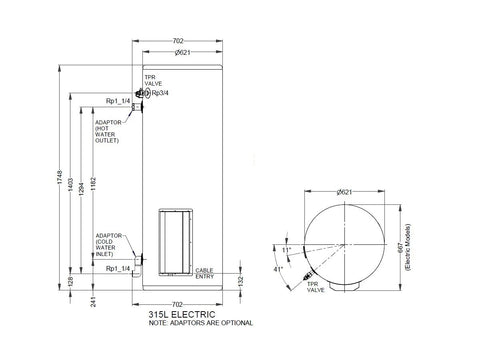 Rheem Induro Stainless Steel Electric 315L 3x4.8kW - 6N3315M8