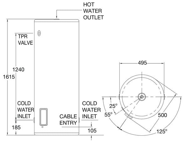 Rheem Stellar 160l 36kw Single Element Stainless Steel Electric Hot W Hotwaterboss 