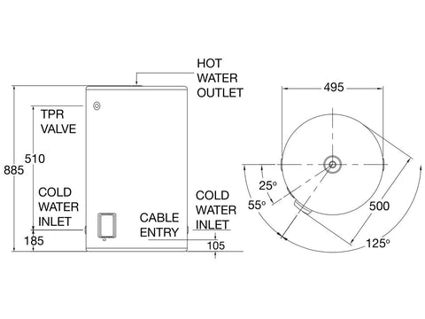 Rheem Stellar 80L 3.6kW Single Element Stainless Steel Electric - 4A1080G7